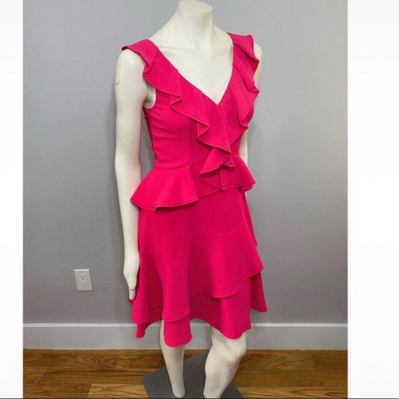 Adorable Hot Pink Ruffle Fit N’ Flare  Dress - Picture 7 of 12